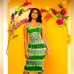 Plus size African Ankara Midi dress. Size 16